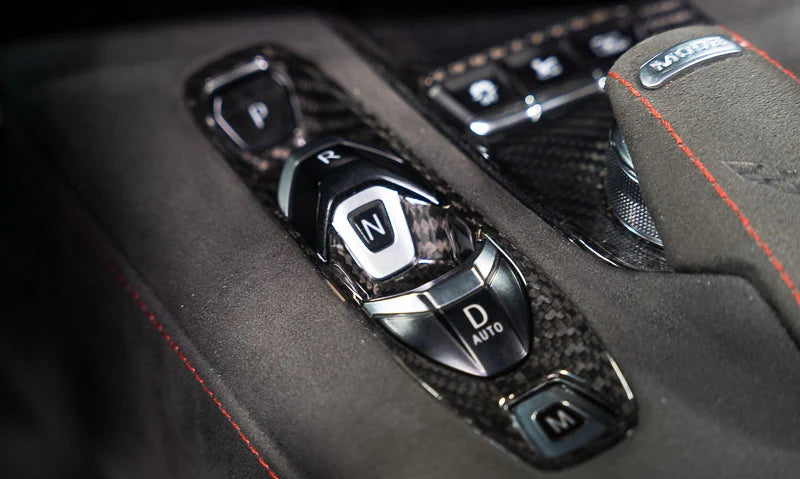 C8 Corvette Red Carbon Fiber Transmission Control Outer Trim