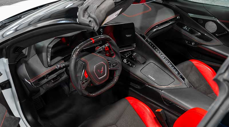 Corvette C8 Red Carbon Fiber Center Console Overlay