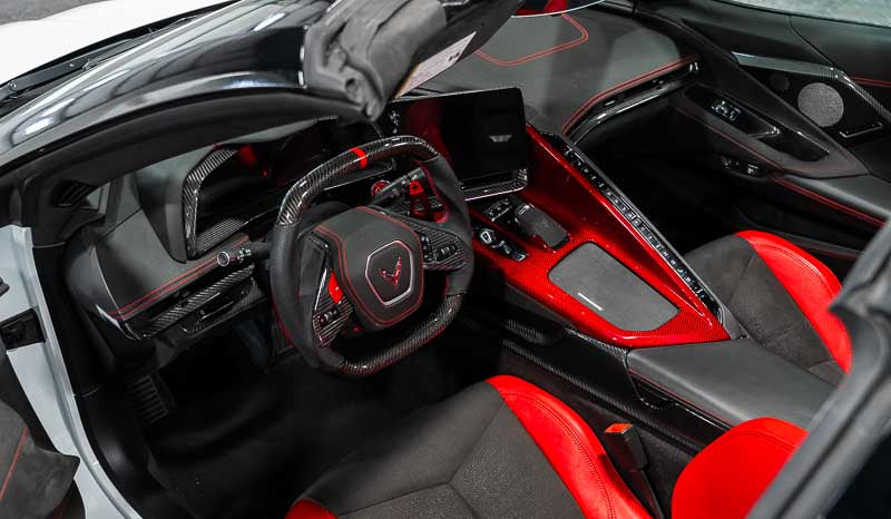 Corvette C8 Red Carbon Fiber Center Console Overlay