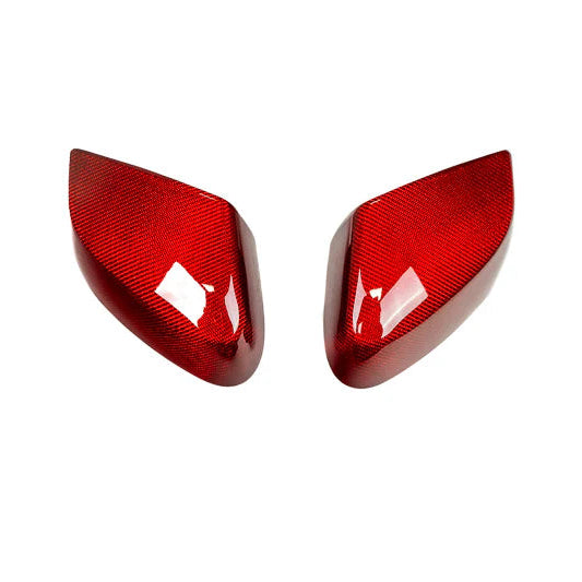 Corvette C8 Red Carbon Fiber Mirror Cap Overlays