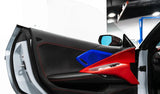 C8 Corvette Carbon Fiber Door Speaker Covers - Red & Blue