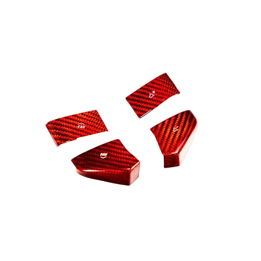 C8 Corvette Red Carbon Fiber Steering Wheel Button Covers – 4PC