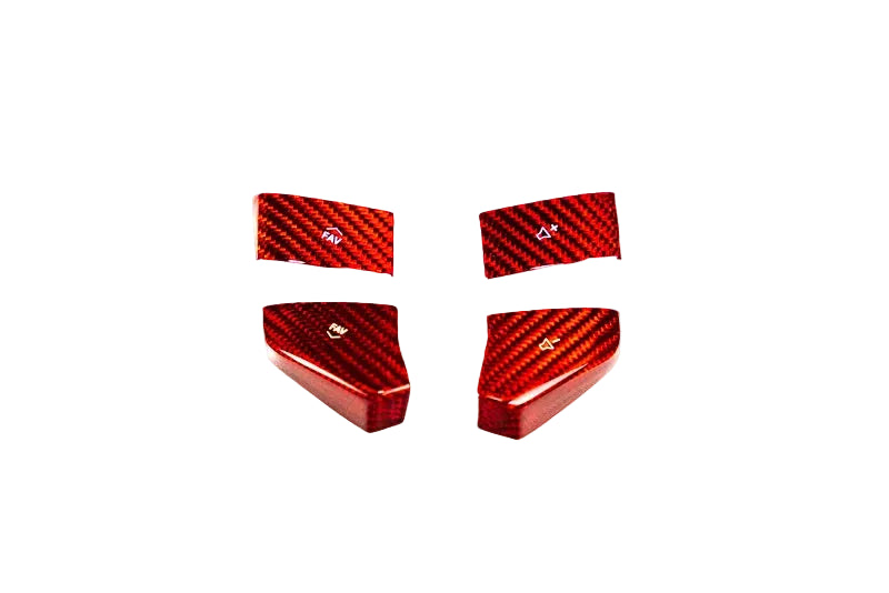 C8 Corvette Red Carbon Fiber Steering Wheel Button Covers – 4PC