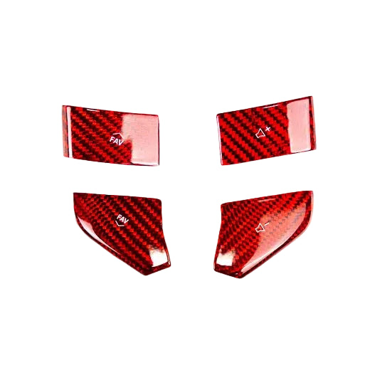C8 Corvette Red Carbon Fiber Steering Wheel Button Covers – 4PC