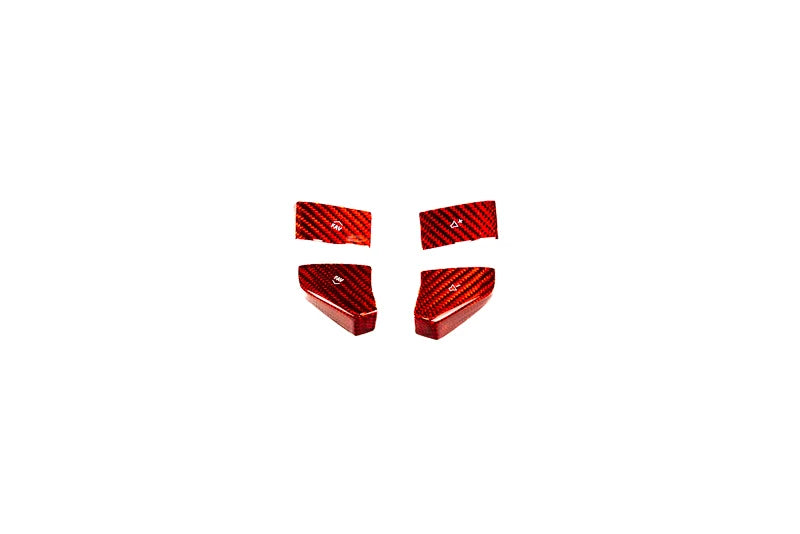 C8 Corvette Red Carbon Fiber Steering Wheel Button Covers – 4PC