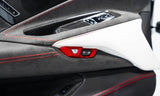 Corvette C8 Red Carbon Fiber Door Lock Trim Overlays