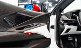 Corvette C8 Red Carbon Fiber Door Lock Trim Overlays