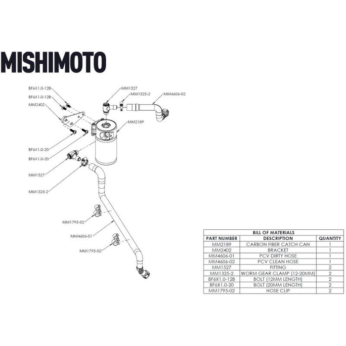 Mishimoto Carbon Fiber Baffled Oil Catch Can Kit for 2020–2026 Chevrolet Corvette C8 Coupe – PCV Side Oil Separator