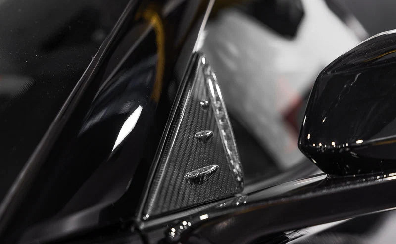 C8 Corvette Carbon Fiber Anti-Buffeting A-Pillar Trim Overlays