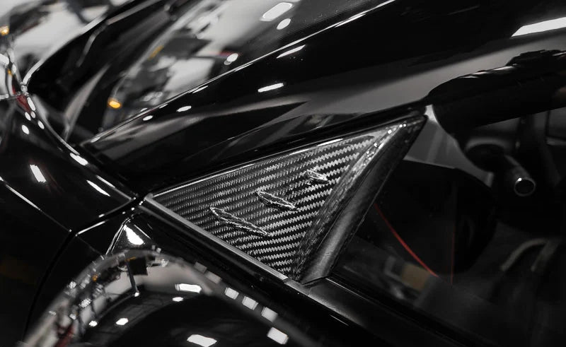 C8 Corvette Carbon Fiber Anti-Buffeting A-Pillar Trim Overlays