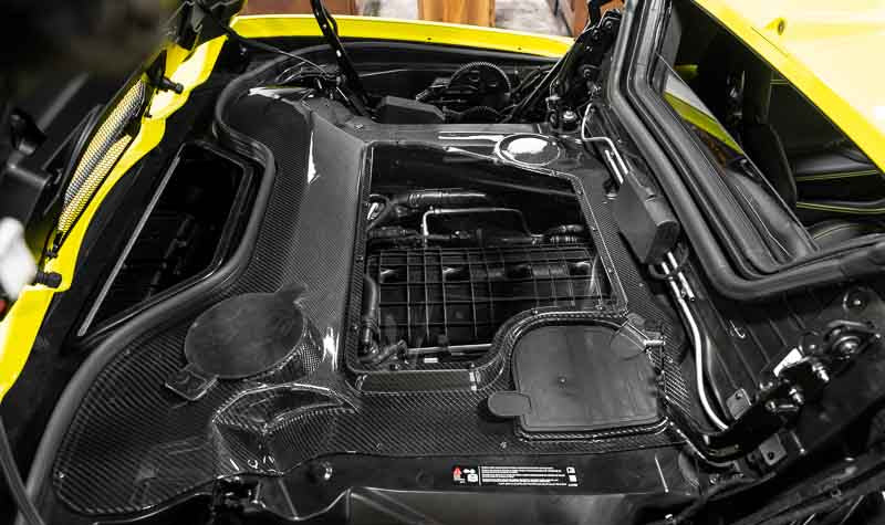 Corvette C8 Convertible Clear Engine Cover with Carbon Fiber Surround