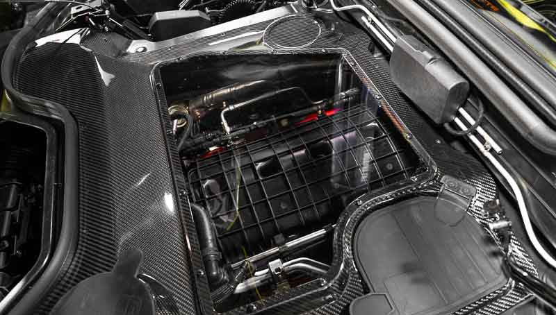 Corvette C8 Convertible Clear Engine Cover with Carbon Fiber Surround