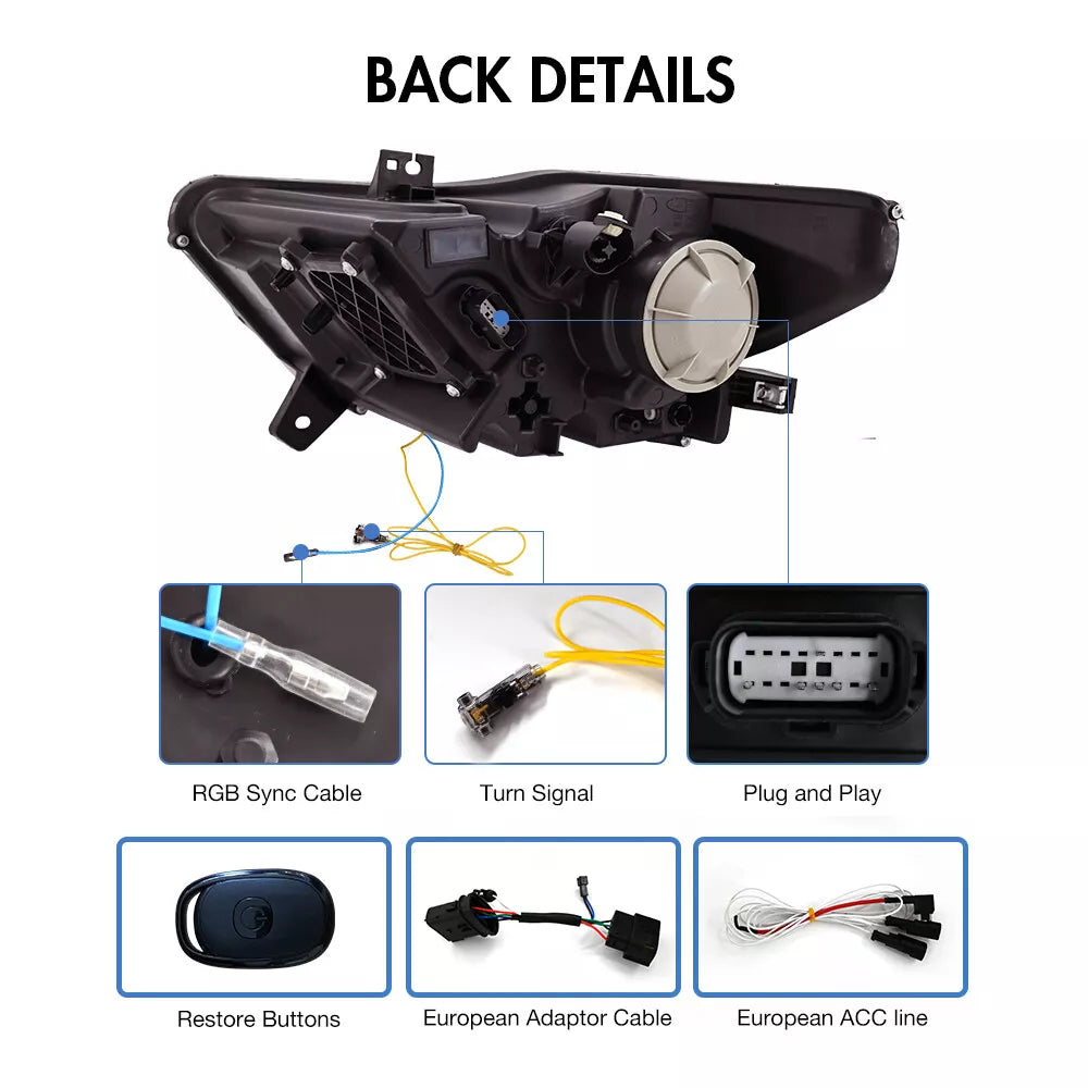 Faros estilo S650 para Ford Mustang 2015-2017 - Serie Flow