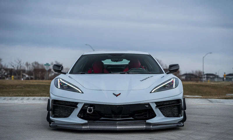 Verus Engineering Carbon Polyweave Front Splitter Kit with Carbon Fiber Air Dam - C8 Corvette