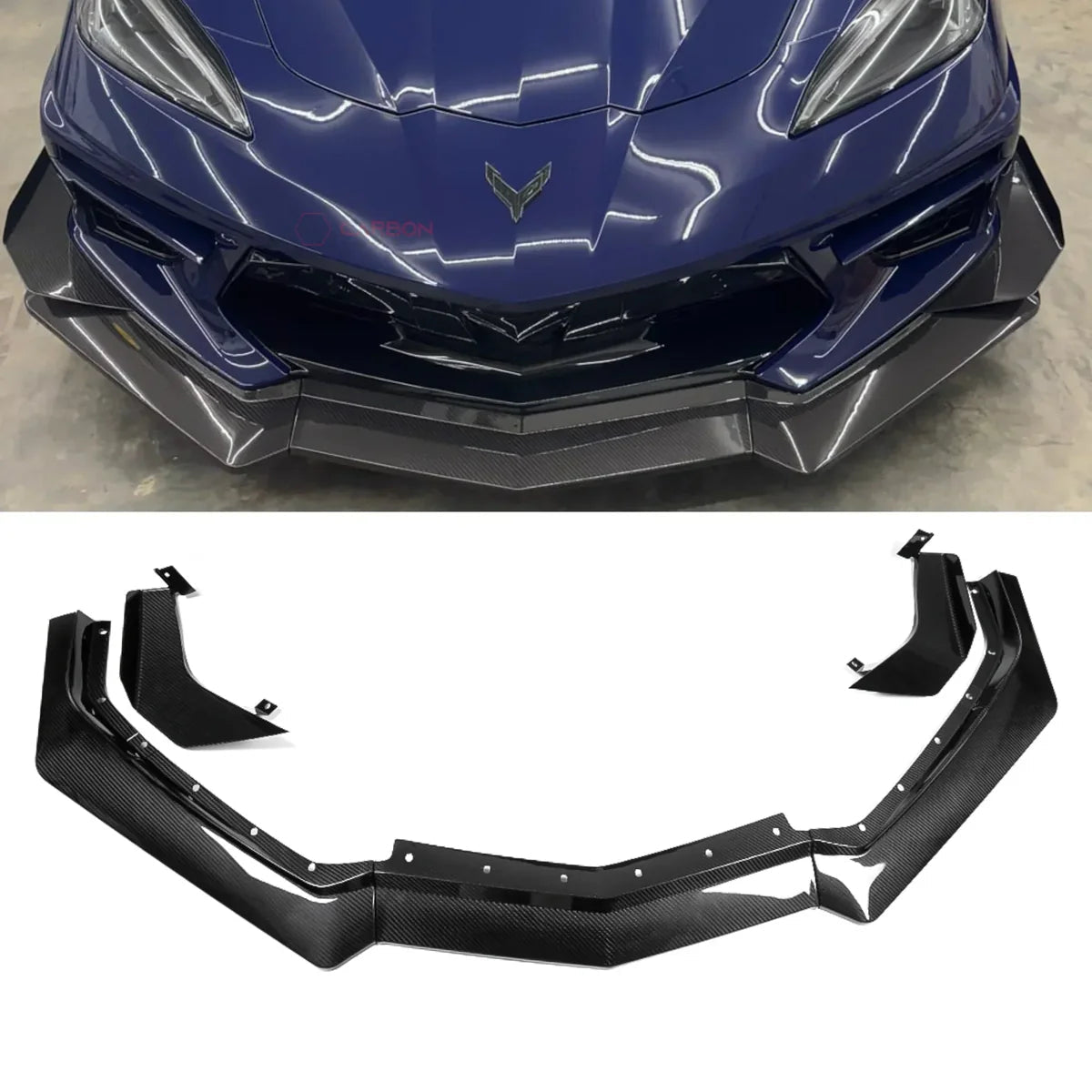 2020–2027 Corvette C8 Stingray Z07-Style Dry Carbon Fiber Front Splitter & Canards